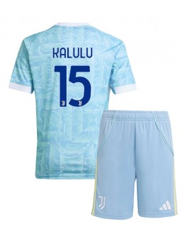 Juventus Pierre Kalulu #15 Replika Borta Kläder Barn 2025-26 Kortärmad (+ byxor)